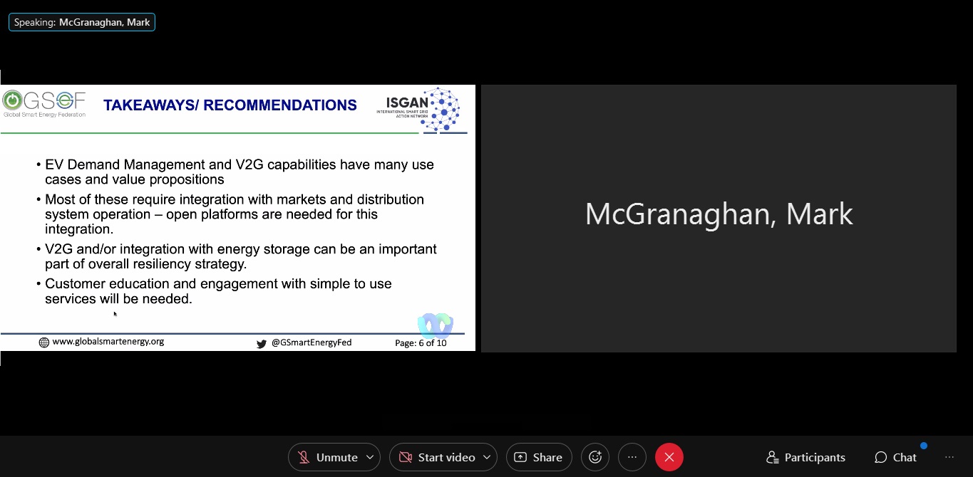 GSEF -ISGAN Webinar on “System Challenges and Opportunities in Electric Vehicle Integration with The Grid”